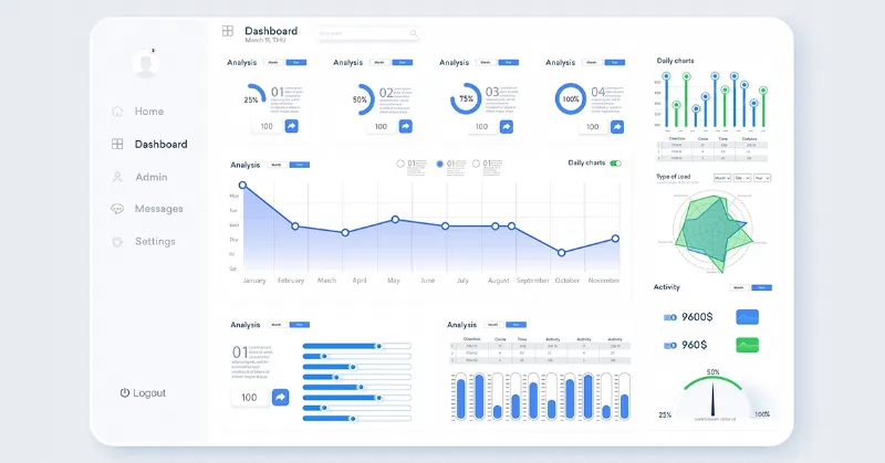 Hình ảnh minh họa một biểu đồ phân tích dữ liệu website bán hàng với các chỉ số quan trọng giúp viết báo cáo website bán hàng