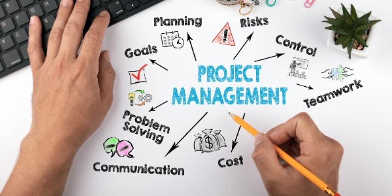 Biểu đồ tròn thể hiện các lĩnh vực kiến thức chính trong quản trị dự án theo chuẩn PMBOK.