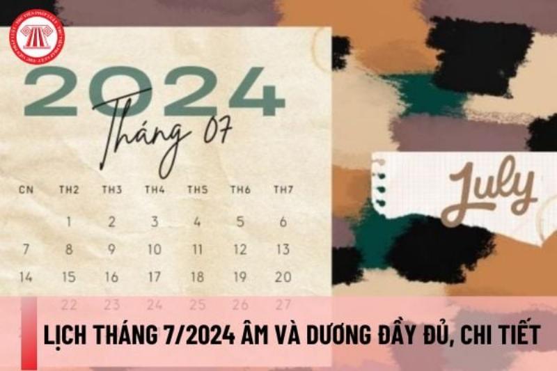 Lịch Dương Tháng 7 Năm 2023