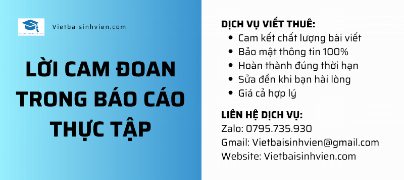 Mẫu lời cam đoan báo cáo thực tập chuẩn