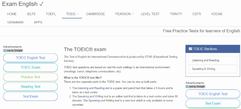 Luyện thi TOEIC online trên ExamEnglish